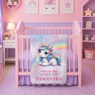Trendy Unicorn Pink Purple Baby Blanket Birthday