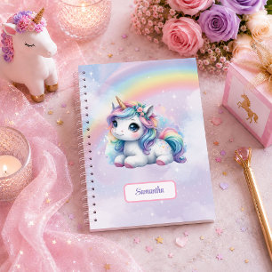 Trendy Unicorn Pink Purple Girl Birthday Custom No Notebook