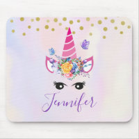 Trendy Unicorn with Flowers Butterflies & Confetti