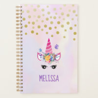 Trendy Unicorn with Flowers Butterflies & Confetti