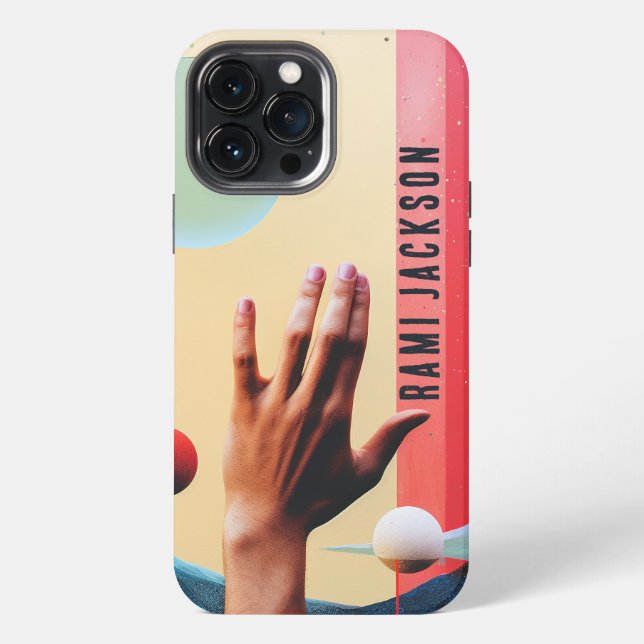 Trendy Unique Colourful Abstract Monogram Name  iPhone Case (Back)