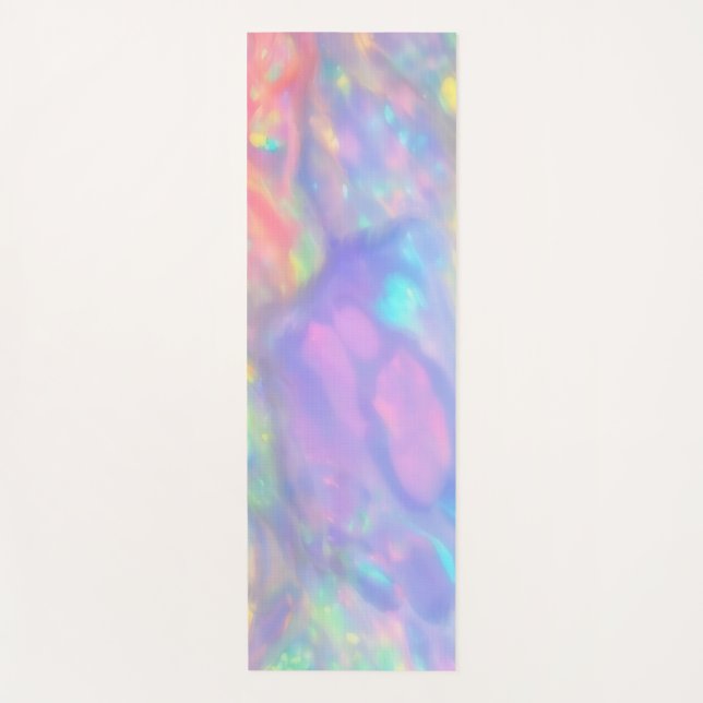 Trendy Unique colourful faux holographic opal Yoga Mat (Front)