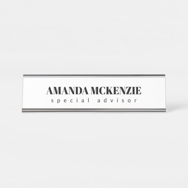 Trendy Unique Creative Minimalist Design Desk Name Plate (Front)