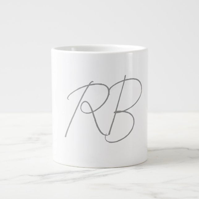 Trendy Unique Creative Monogram Initial Letters Large Coffee Mug (Front)
