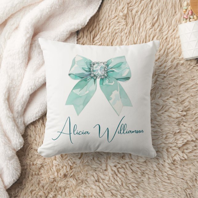 Trendy unique Cute green Personalised   Cushion (Blanket)