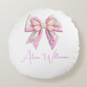 Trendy unique Cute Pink Personalized   Round Pillo Cushion