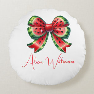 Trendy unique Cute red &green Personalised Round Cushion