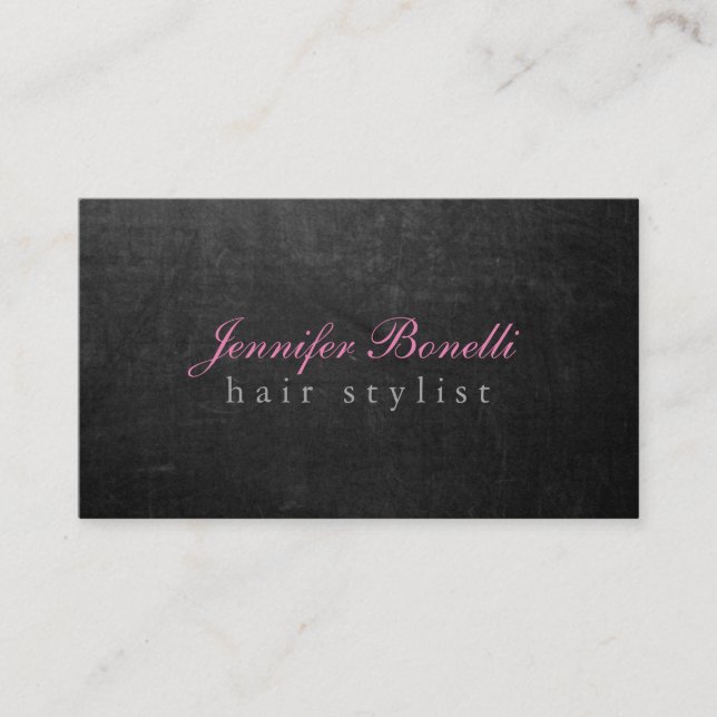 Trendy Unique Grey Chalkboard Hairdresser Modern Business Card (Front)