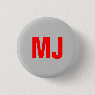 Trendy unique grey red bold monogram name initials 3 cm round badge