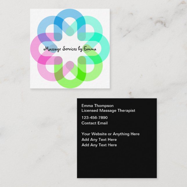 Trendy Unique Massage Therapist Business Cards  (Front/Back)