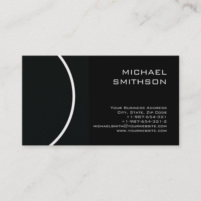 Trendy Unique Modern Black White Business Card (Front)