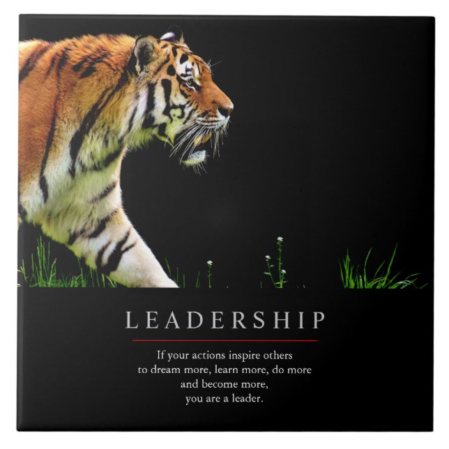 Trendy Unique Motivational Leadership Tiger Tile (Front)