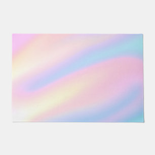 Trendy Unique pastel Pink Blue abstract waves Doormat