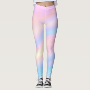 Trendy Unique pastel Pink Blue abstract waves Leggings