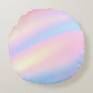 Trendy Unique pastel Pink Blue abstract waves Round Cushion
