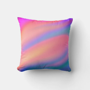 Trendy Unique Pink Blue green abstract waves Cushion