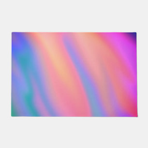 Trendy Unique Pink Blue green abstract waves Doormat