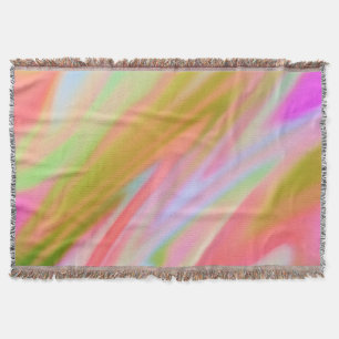 Trendy Unique Pink Blue green abstract waves  Throw Blanket