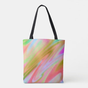 Trendy Unique Pink Blue green abstract waves Tote Bag