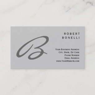 Trendy Unique Script Monogram Grey Business Card