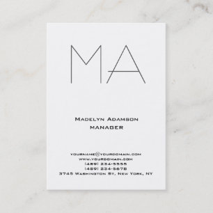 Trendy unique white professional grey monogram business card