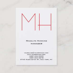 Trendy unique white professional monogram business card