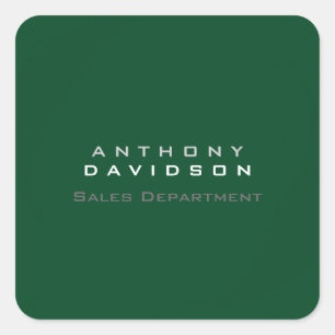 Trendy Up Forest Green Minimalist Business Square Sticker