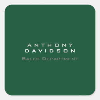 Trendy Up Forest Green Minimalist Business Square Sticker