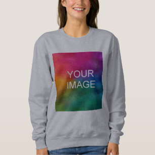 Trendy Upload Photo to Womens Modern Elegant Grey Sweatshirt