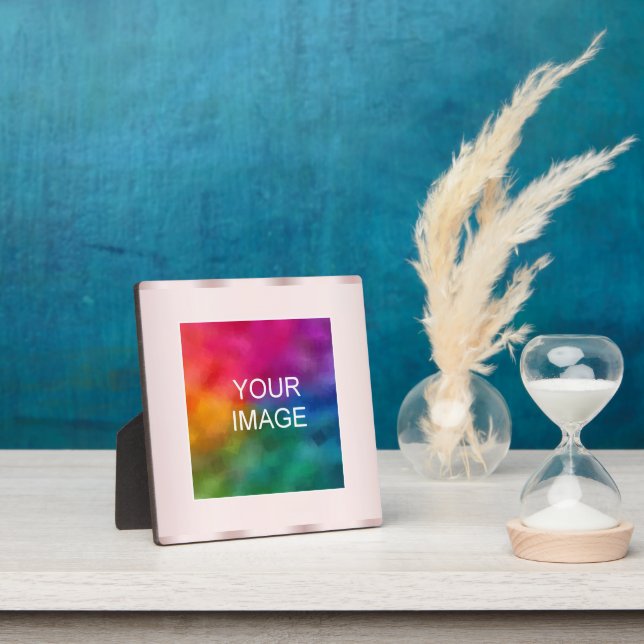 Trendy Upload Your Photo or Logo Rose Gold Easel Plaque (Insitu)