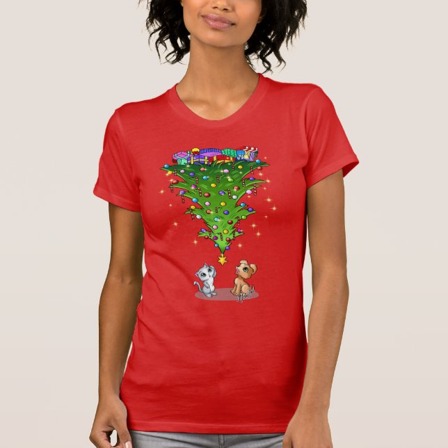 Trendy Upside Down Christmas Tree Shirt by Mei Yu (Front)
