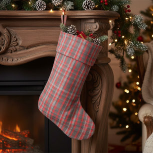 Trendy Urban Red Grey Plaid Tartan Pattern Fabric