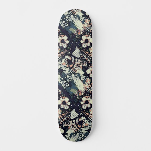 Trendy Urban Street Art Inspired Floral Skateboard (Front)