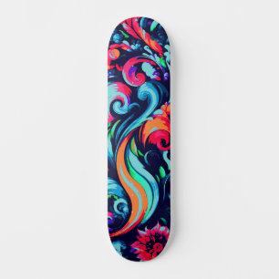 Trendy Urban Street Art Inspired Floral Skateboard