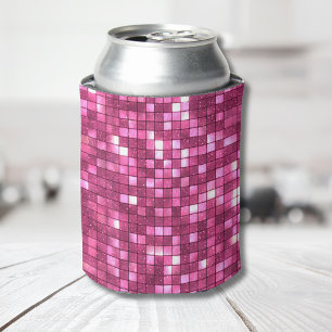 Trendy Valentine Hot Pink Disco Style Square Can Cooler