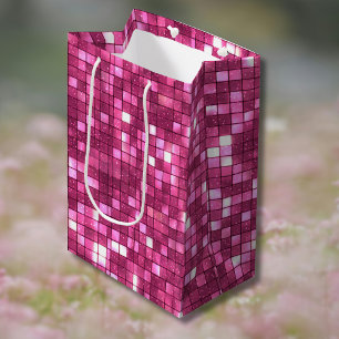 Trendy Valentine Hot Pink Disco Style Square Medium Gift Bag