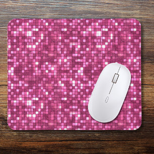 Trendy Valentine Hot Pink Disco Style Square Mouse Mat