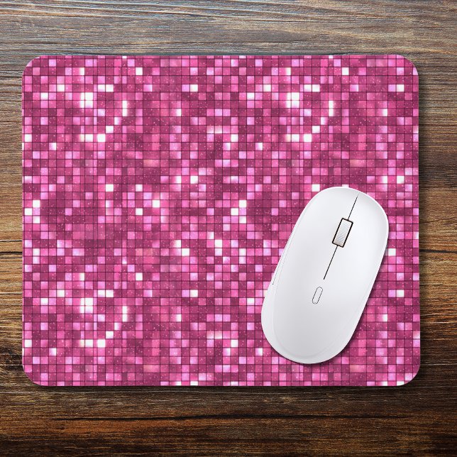 Trendy Valentine Hot Pink Disco Style Square Mouse Mat (Creator Uploaded)