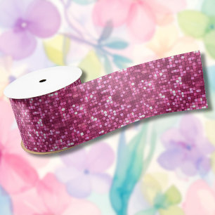 Trendy Valentine Hot Pink Disco Style Square Satin Ribbon