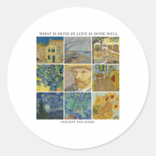 Trendy Van Gogh Grid _1 Classic Round Sticker