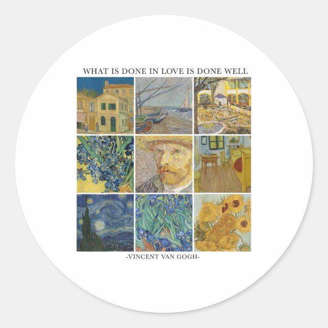 Trendy Van Gogh Grid _1  Classic Round Sticker (Front)