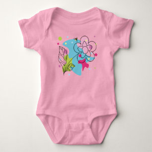 Trendy vector pattern of a summer flower in spots baby bodysuit