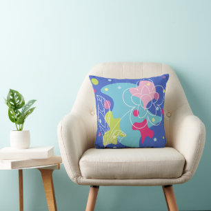 Trendy vector pattern of a summer flower in spots cushion