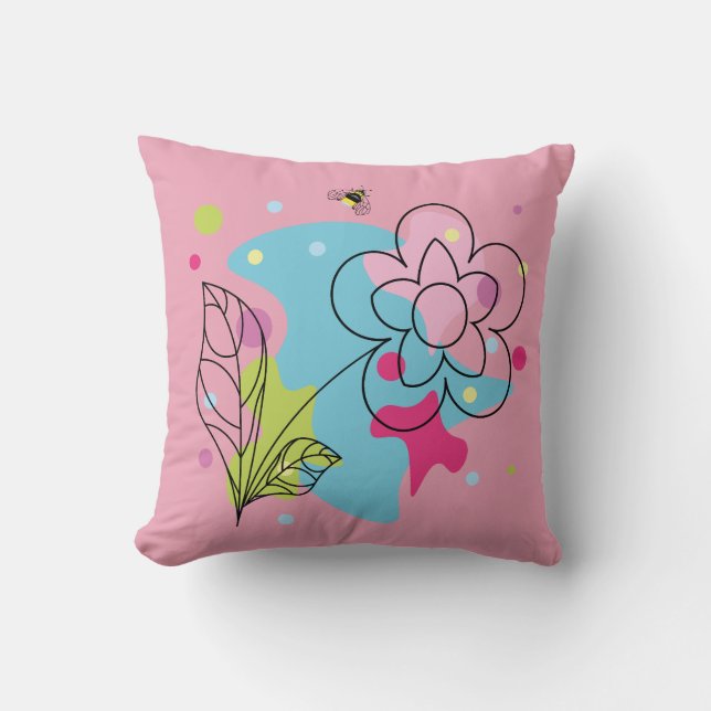 Trendy vector pattern of a summer flower in spots cushion (Front)