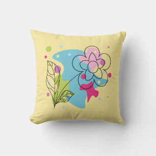 Trendy vector pattern of a summer flower in spots cushion
