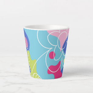 Trendy vector pattern of a summer flower in spots latte mug