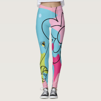 Trendy vector pattern of a summer flower in spots leggings