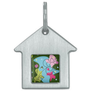 Trendy vector pattern of a summer flower in spots pet ID tag