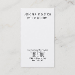 Trendy Vertical Black White Plain Business Card