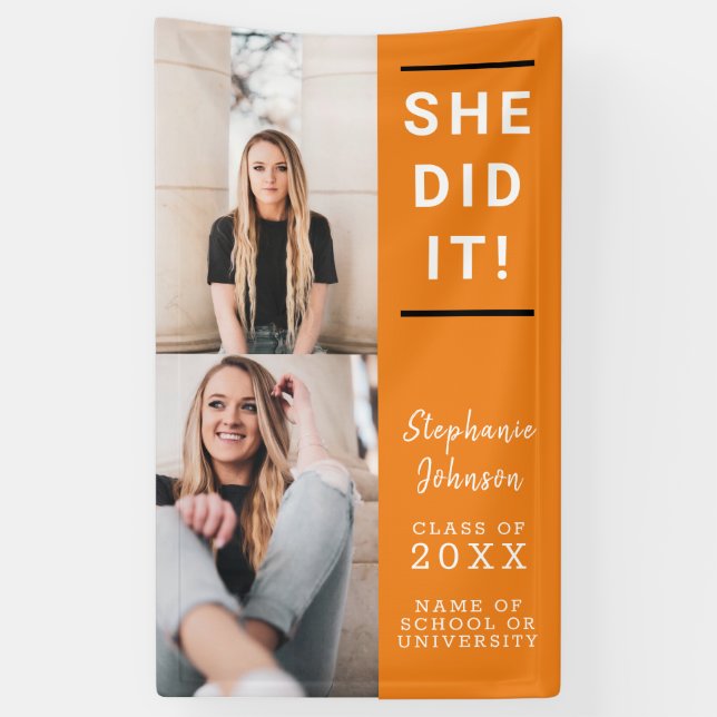 Trendy Vertical Photo Collage Graduation Banner (Vertical)